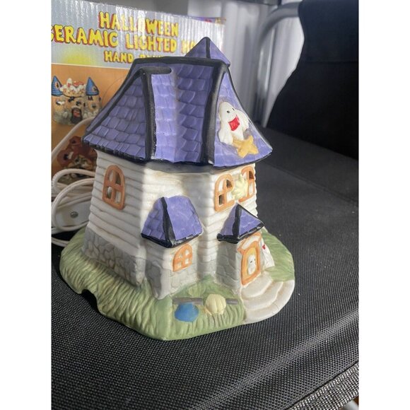 Vintage Halloween Haunted House Ceramic Mansion‎ Light Up Ghosts Spooky BULB - Picture 6 of 9